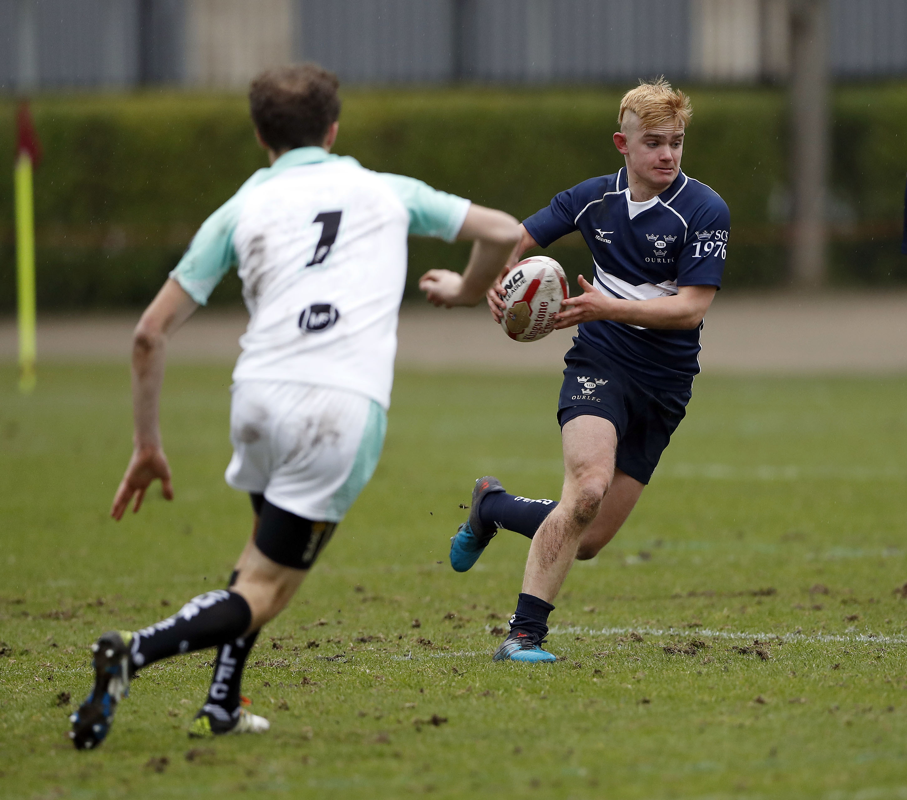Action during the RCMA Varsity Rugby League game between Cambridge University and Oxford University at the HAC Ground, Moorgate, London on Fri Mar 9, 2018