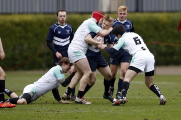 Action during the RCMA Varsity Rugby League game between Cambridge University and Oxford University at the HAC Ground, Moorgate, London on Fri Mar 9, 2018