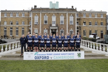 Oxford University team photo during the RCMA Varsity Rugby League game between Cambridge University and Oxford University at the HAC Ground, Moorgate, London on Fri Mar 9, 2018