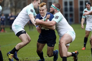 Action from the RCMA Varsity Rugby League game between Cambridge University and Oxford University at the HAC Ground, Moorgate, London on Fri Mar 9, 2018