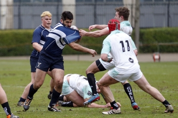 Action from the RCMA Varsity Rugby League game between Cambridge University and Oxford University at the HAC Ground, Moorgate, London on Fri Mar 9, 2018