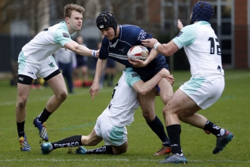 Action from the RCMA Varsity Rugby League game between Cambridge University and Oxford University at the HAC Ground, Moorgate, London on Fri Mar 9, 2018